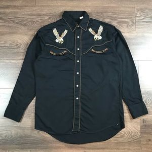 Western Express Mens Country Style Cowboy Embroidered Eagle Button Down Shirt XL